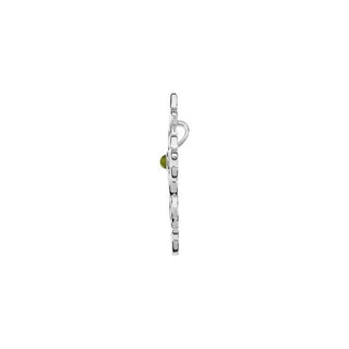14K White Natural Peridot Cross Pendant