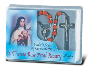 Rose Petal St Therese Specialty Rosary Boxed