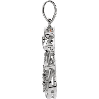 Sterling Silver & 14K Rose Gold Vermeil .006 CTW Natural Diamond Angel Pendant  