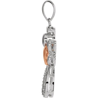 Sterling Silver &  14K Rose Gold Vermeil .006 CTW Natural Diamond Angel Pendant 