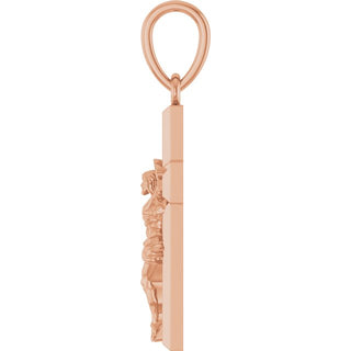 14K Rose Crucifix Pendant