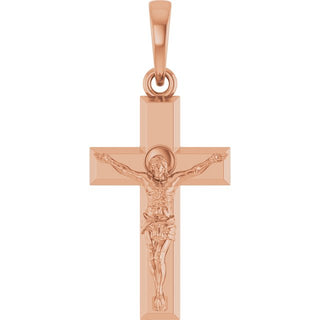 14K Rose Crucifix Pendant
