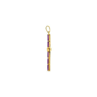 14K Yellow Natural Amethyst Cross Pendant 