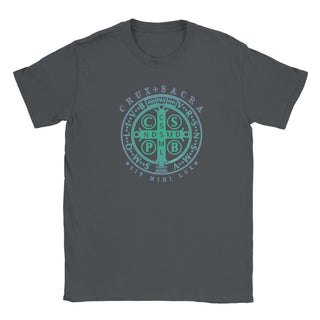St. Benedict Medal Cross Teal and Aqua T-Shirt - view 6