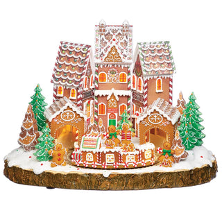 10.25-Inch Lighted Musical Town Gingerbread W/ Rotating Train