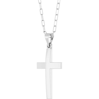 14K White Cross & Paperclip-Style Chain 18" Necklace