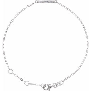 14K White 1/6 CTW Natural Diamond Three-Stone Bar 6-7 1/2" Link Bracelet