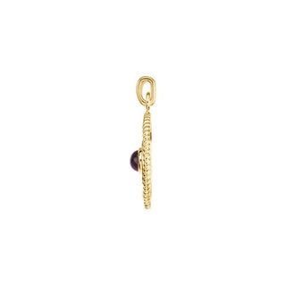 14K Yellow Natural Amethyst Rope Maltese Cross Pendant