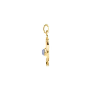 14K Yellow Natural Blue Chalcedony Maltese Cross Pendant  