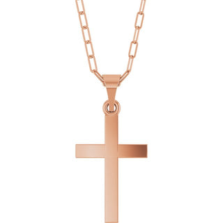 14K Rose Cross & Paperclip-Style Chain 18" Necklace