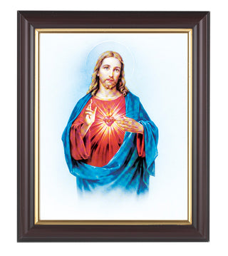 Sacred Heart In Walnut Frame 10.25X12.25" 8X10 Print