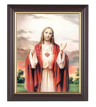 Sacred Heart In Walnut Frame 10.25X12.25" 8X10 Print