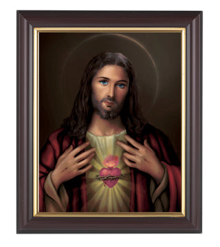 Sacred Heart In Walnut Frame 10.25X12.25" 8X10 Print