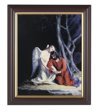 Christ With Angel In Walnut Frame 10.25X12.25" 8X10 Print
