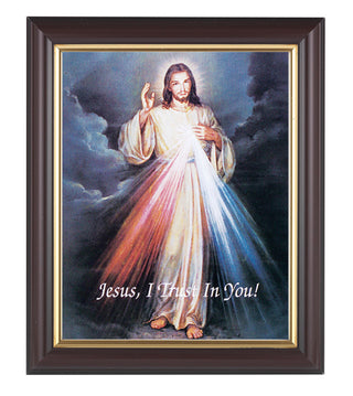 Divine Mercy In Walnut Frame 10.25X12.25" 8X10 Print