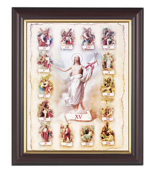 Stations Of The Cross In Walnut Frame 10.25X12.25" 8X10 Print