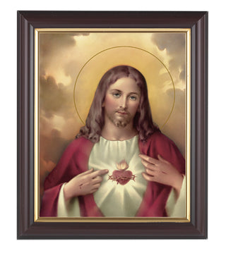 Sacred Heart In Walnut Frame 10.25X12.25" 8X10 Print