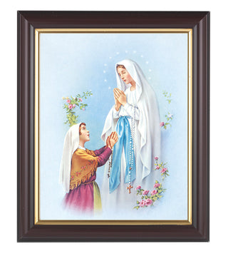 Our Lady Lourdes In Walnut Frame 10.25X12.25" 8X10 Print