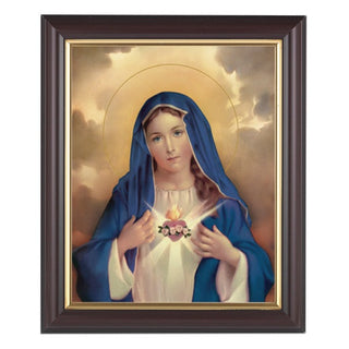 Immaculate Heart Of Mary 8X10 In Walnut Frame 10.25X12.25