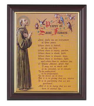 Prayer Of Saint Francis In Walnut Frame 10.25X12.25" 8X10 Print