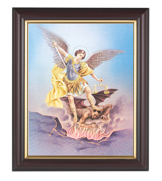 St. Michael In Walnut Frame 10.25X12.25" 8X10 Print