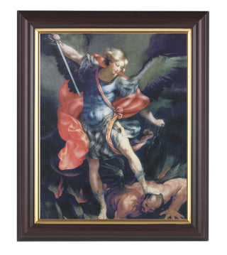 St. Michael In Walnut Frame 10.25X12.25" 8X10 Print