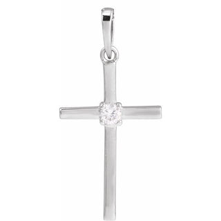 Sterling Silver .06 CT Natural Diamond Cross Pendant
