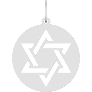 14K White Star of David Pendant