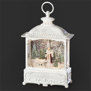 10.5-Inch Lighted Swirl Lantern Santa & Polar Bear - Print Background