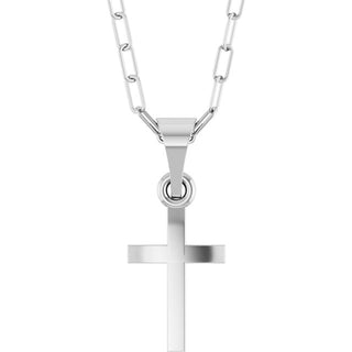 14K White Cross & Paperclip-Style Chain 18" Necklace