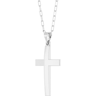 14K White Cross & Paperclip-Style Chain 18" Necklace