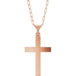 14K Rose Cross & Paperclip-Style Chain 18" Necklace