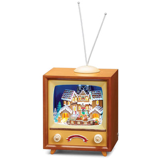 10-Inch Lighted Musical Tv Town Scene - Rotation - Gingerbread