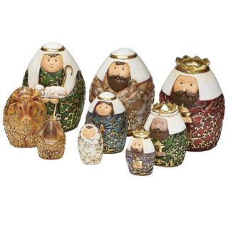 6-Inch 9 Pc Set Nesting Nativity Gold Leaf Finish