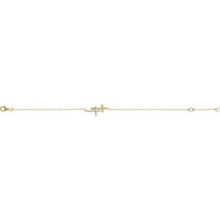 14K Yellow 1/5 CTW Natural Diamond Double Sideways Cross 7-8" Bracelet