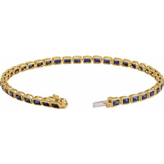 14K Yellow Lab-Grown Blue Sapphire Line 7" Bracelet