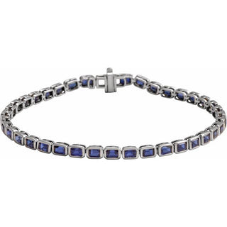 14K White Lab-Grown Blue Sapphire Line 7" Bracelet