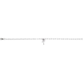 14K White .03 CTW Natural Diamond Cross Charm 7" Bracelet