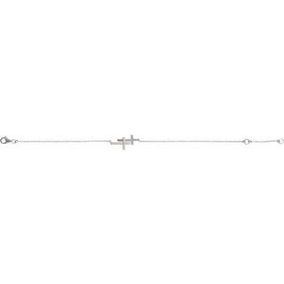 14K White 1/5 CTW Natural Diamond Double Sideways Cross 7-8" Bracelet