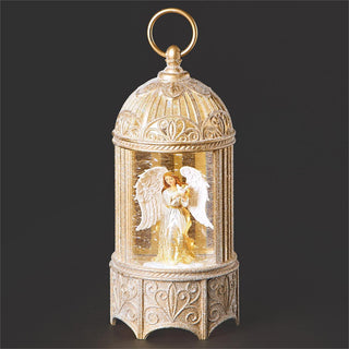 10.25-Inch Lighted Swirl Birdcage Angel & Dove