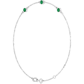 14K White Lab-Grown Emerald Bezel-Set Three-Stone 6 1/2-7 1/2" Bracelet