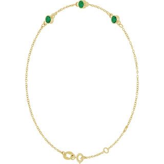 14K Yellow Natural Emerald Bezel-Set Three-Stone 6 1/2-7 1/2" Bracelet