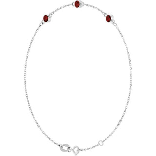 Sterling Silver Natural Mozambique Garnet 6 1/2-7 1/2" Bracelet