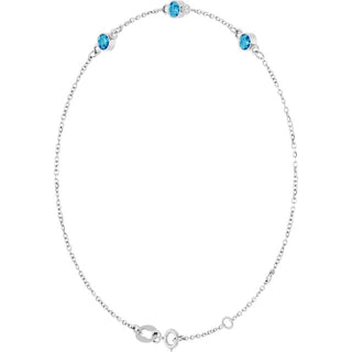 Sterling Silver Natural Blue Zircon 6 1/2-7 1/2" Bracelet