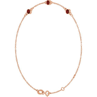 14K Rose Natural Mozambique Garnet Bezel-Set Three-Stone 6 1/2-7 1/2" Bracelet