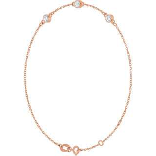 14K Rose 1/3 CTW Lab-Grown Diamond Bezel-Set Three-Stone 6 1/2-7 1/2" Bracelet