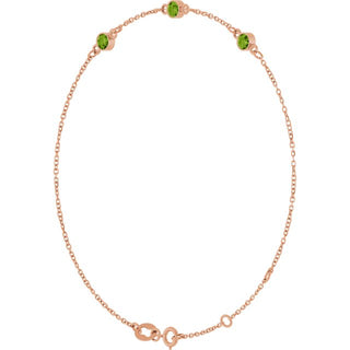 14K Rose Natural Peridot Bezel-Set Three-Stone 6 1/2-7 1/2" Bracelet