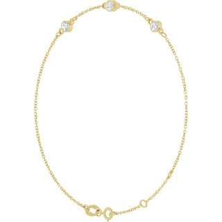 14K Yellow 1/4 CTW Natural Diamond Bezel-Set Three-Stone 6 1/2-7 1/2" Bracelet