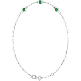 Sterling Silver Natural Emerald 6 1/2-7 1/2" Bracelet
