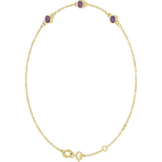 14K Yellow Lab-Grown Alexandrite Bezel-Set Three-Stone 6 1/2-7 1/2" Bracelet